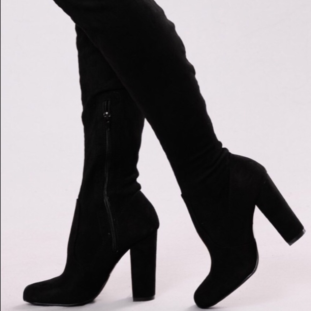 Thigh High Black Boots w/ Heels
